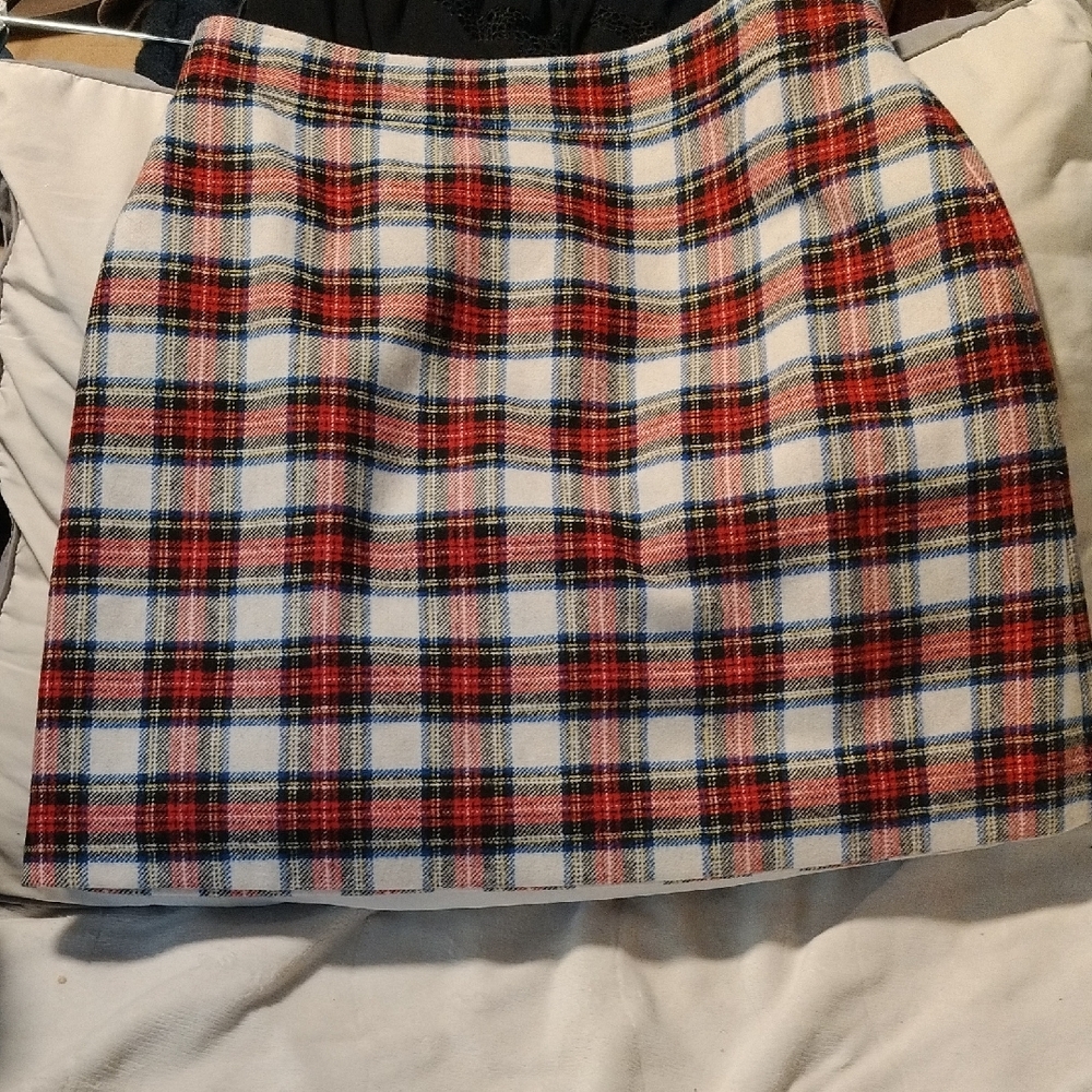 J. Crew Red and White A-Line Mini Skirt Casual